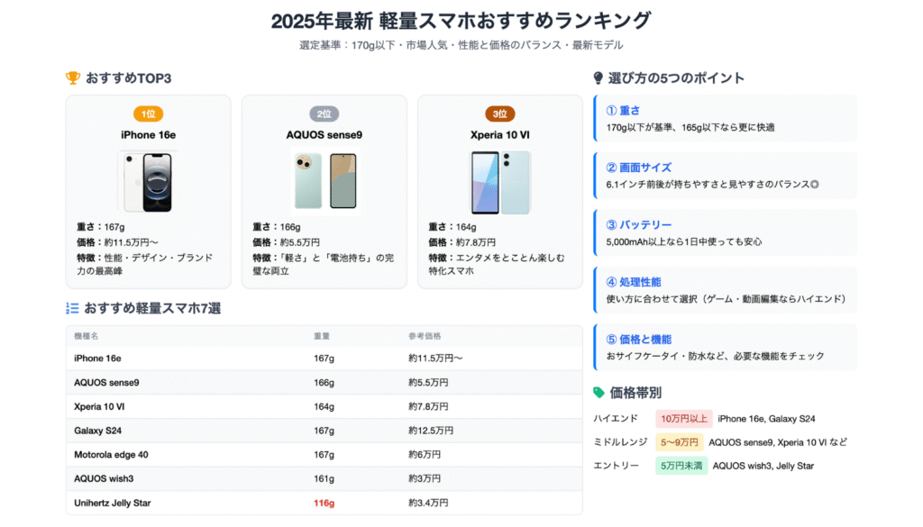 【2025年最新】軽量スマホおすすめランキング7選!専門家がiPhone・Androidの小型モデルを実機比較レビュー